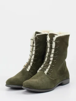 – Stiefeletten aus Veloursleder oliv*Think Outlet