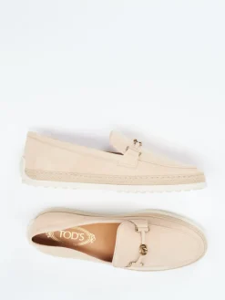 Damen Tod's – Loafer aus Veloursleder in Puderrosa