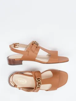 – Sandalen aus Kalbleder in Cognac*Tod's Discount
