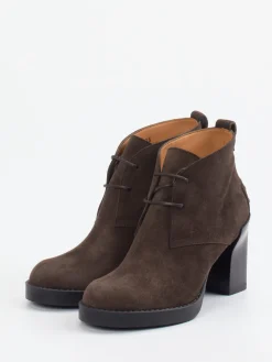 – Schnür-Booties aus Veloursleder Dunkel*Tod's Sale
