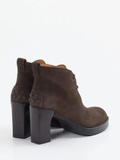 – Schnür-Booties aus Veloursleder Dunkel*Tod's Sale