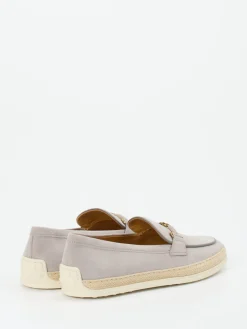 Damen Tod's – Slipper aus Nubukleder mit Bastsohle