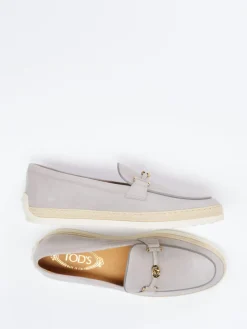 Damen Tod's – Slipper aus Nubukleder mit Bastsohle