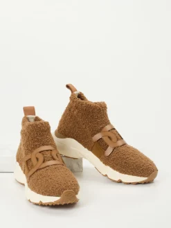 Damen Tod's – Sneaker aus Teddy-Textil in Karamell