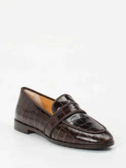 Damen Truman's – Loafer aus geprägtem Leder Dunkel