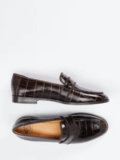 Damen Truman's – Loafer aus geprägtem Leder Dunkel