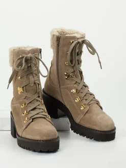 – Schnürboots aus Veloursleder beige*Truman's Outlet