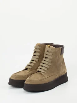 Damen Truman's – Schnürstiefelette aus Veloursleder Sandbeige