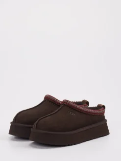 Damen UGG – Hausschuh aus Veloursleder dunkel