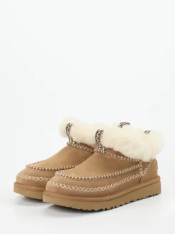Damen UGG – Hausschuh-Stiefelette aus Veloursleder hell