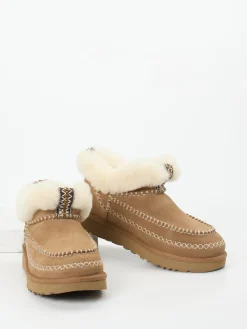 Damen UGG – Hausschuh-Stiefelette aus Veloursleder hell