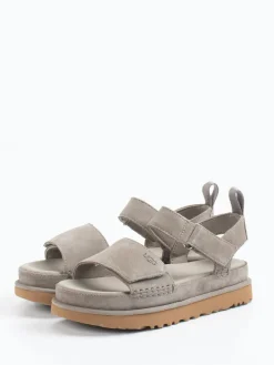 Damen UGG – Komfortsandalen aus Nubukleder steingrau