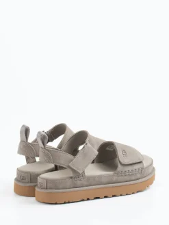 Damen UGG – Komfortsandalen aus Nubukleder steingrau