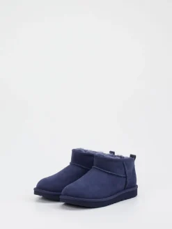 Kinder UGG – Lammfell-Boots aus Veloursleder dunkel