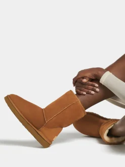 – Lammfell-Boots aus Veloursleder cognacfarben*UGG Discount