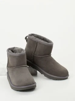 Kinder UGG – Lammfell-Boots aus Veloursleder anthrazit