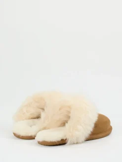 Damen UGG – Lammfell-Hausschuh aus Veloursleder camel