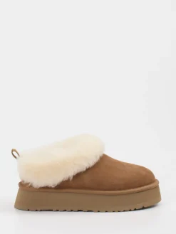 Damen UGG – Plattform-Hausschuh aus Veloursleder karamell