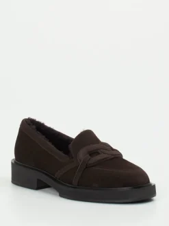 Damen Unützer – Loafer aus Veloursleder Dunkel