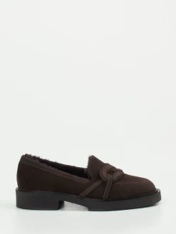 Damen Unützer – Loafer aus Veloursleder Dunkel