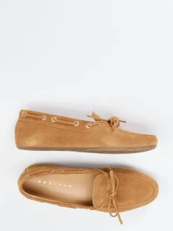 Damen Unützer – Mokassins aus Veloursleder cognacfarben