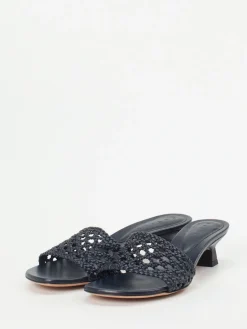 Damen Unützer – Mules aus Flechtleder in Dunkel