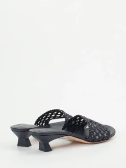 Damen Unützer – Mules aus Flechtleder in Dunkel