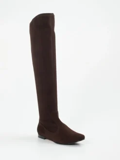 Damen Unützer – Overknee-Stiefel aus Veloursleder Dunkel