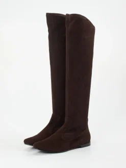 Damen Unützer – Overknee-Stiefel aus Veloursleder Dunkel
