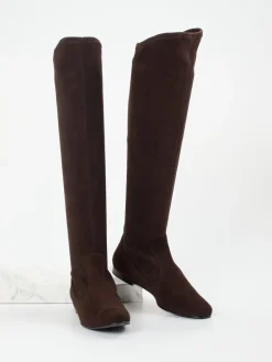 Damen Unützer – Overknee-Stiefel aus Veloursleder Dunkel
