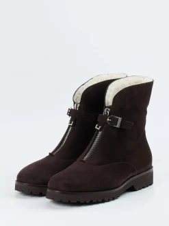 Damen Unützer – Stiefeletten aus Veloursleder dunkel