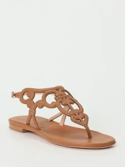Damen Unützer – Zehentrenner-Sandalen aus Kalbleder cognac