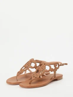 Damen Unützer – Zehentrenner-Sandalen aus Kalbleder cognac