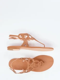Damen Unützer – Zehentrenner-Sandalen aus Kalbleder cognac
