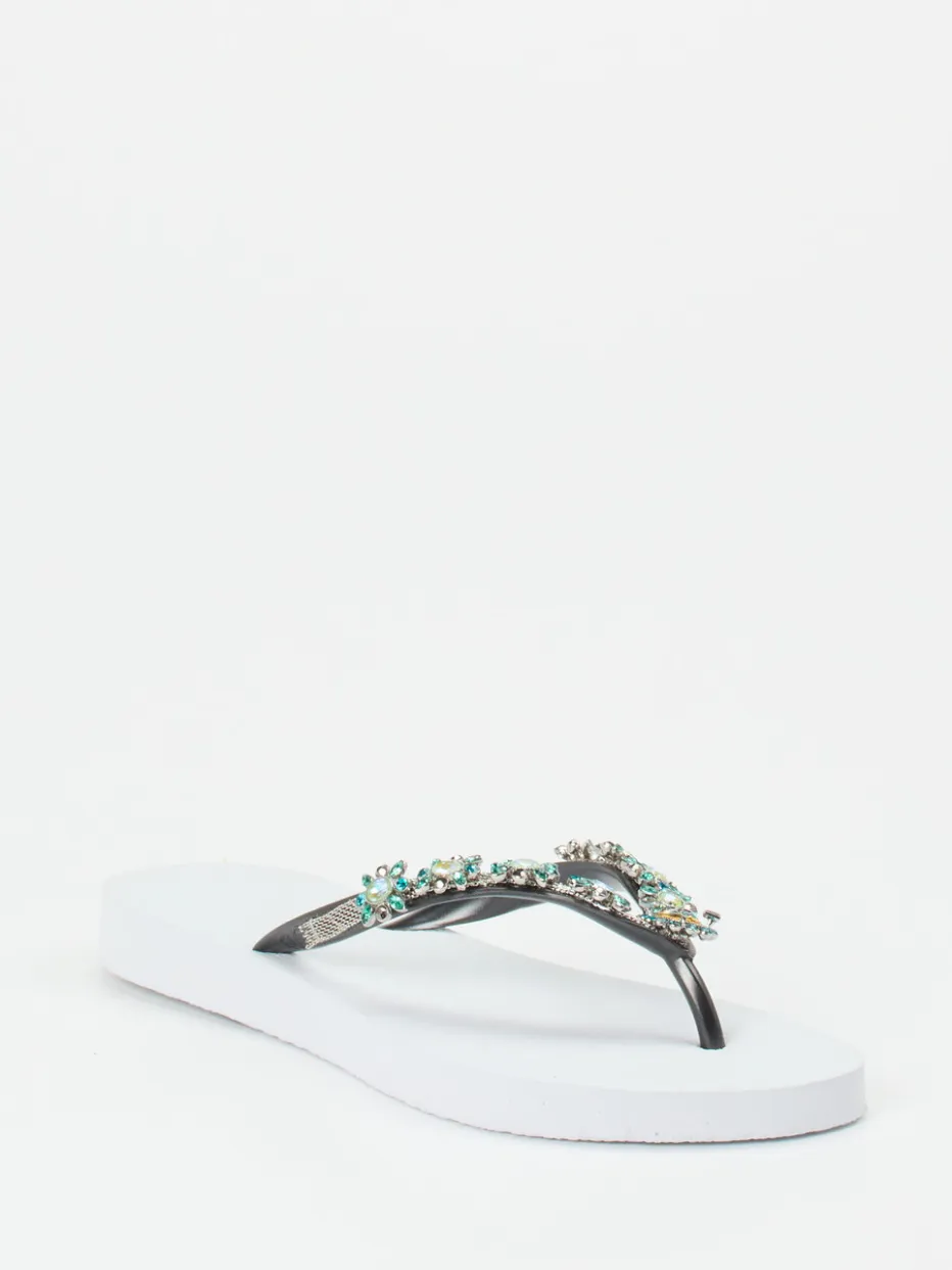 Damen Uzurii – Zehentrenner aus Gummi mit Strassbesatz