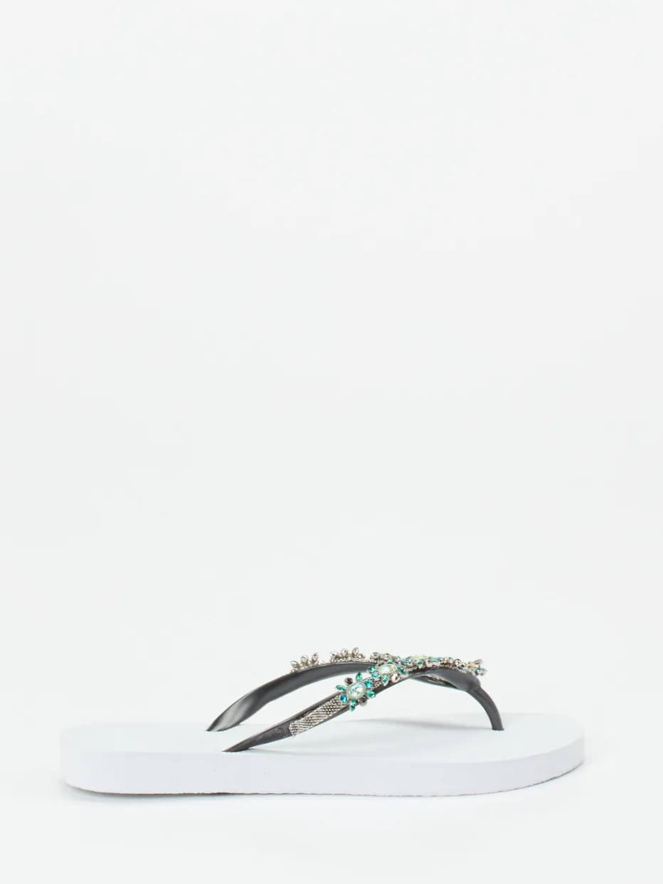 Damen Uzurii – Zehentrenner aus Gummi mit Strassbesatz