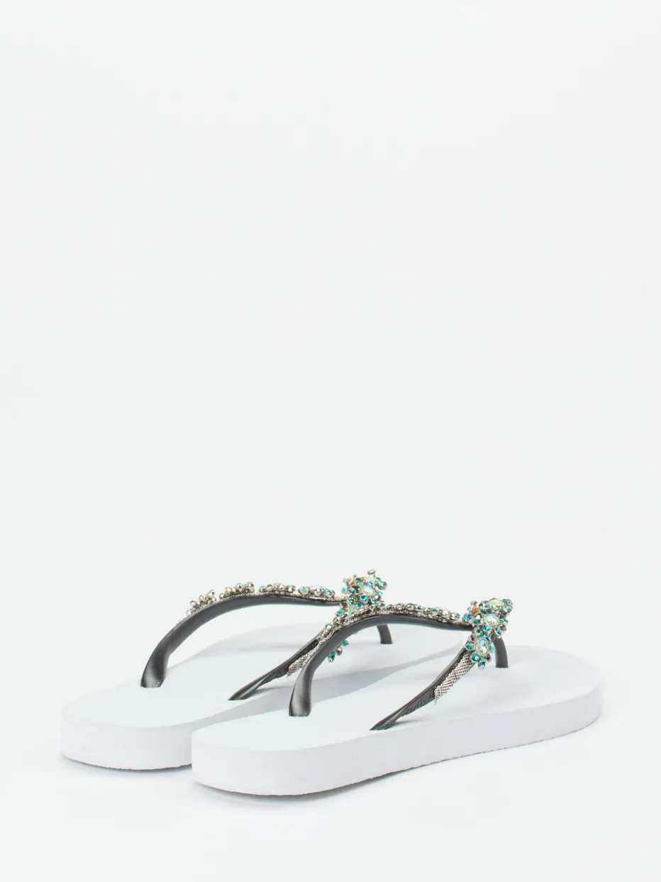 Damen Uzurii – Zehentrenner aus Gummi mit Strassbesatz