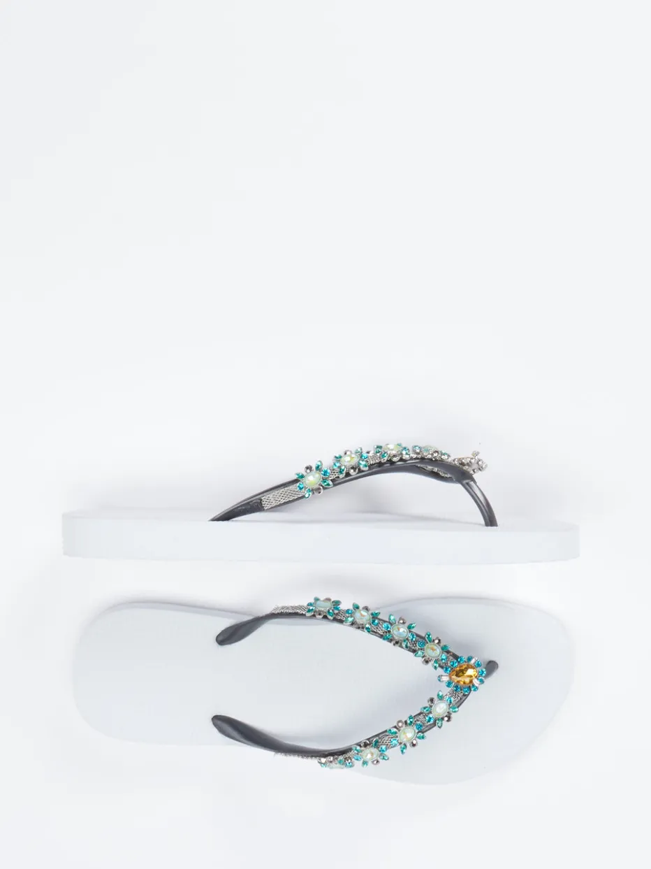 Damen Uzurii – Zehentrenner aus Gummi mit Strassbesatz