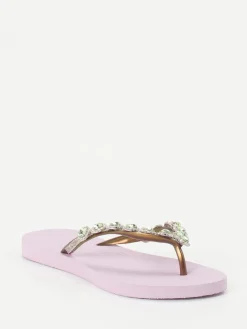 – Zehentrenner aus Gummi mit Strass in Flieder*Uzurii Discount