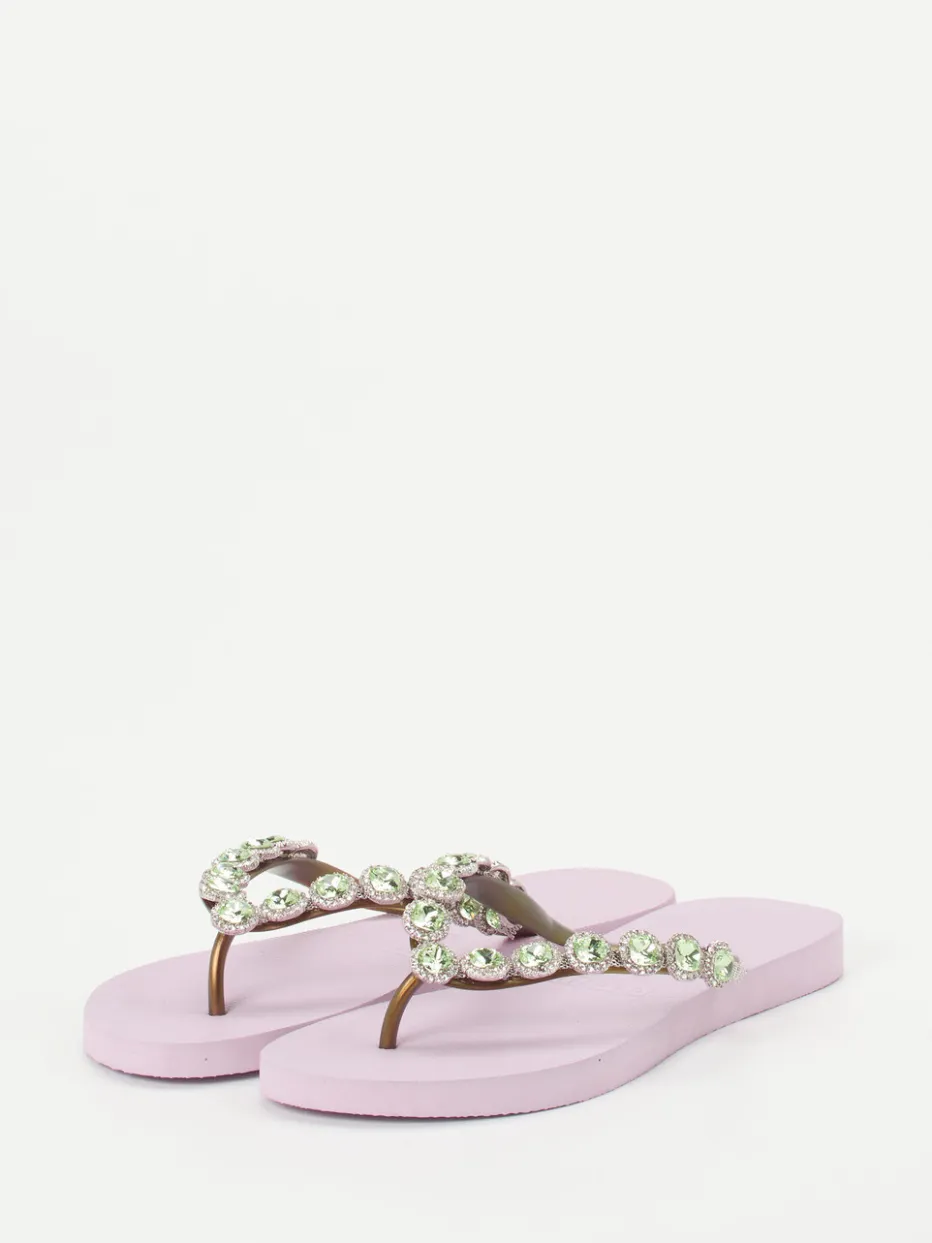 – Zehentrenner aus Gummi mit Strass in Flieder*Uzurii Discount