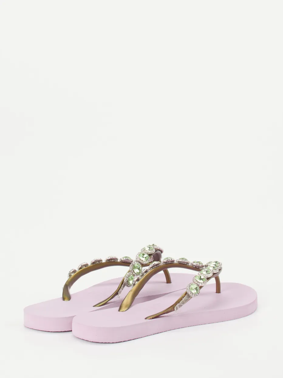 – Zehentrenner aus Gummi mit Strass in Flieder*Uzurii Discount