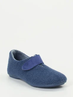 – Klett-Hausschuh aus strukturiertem Textil Dunkel*Varomed