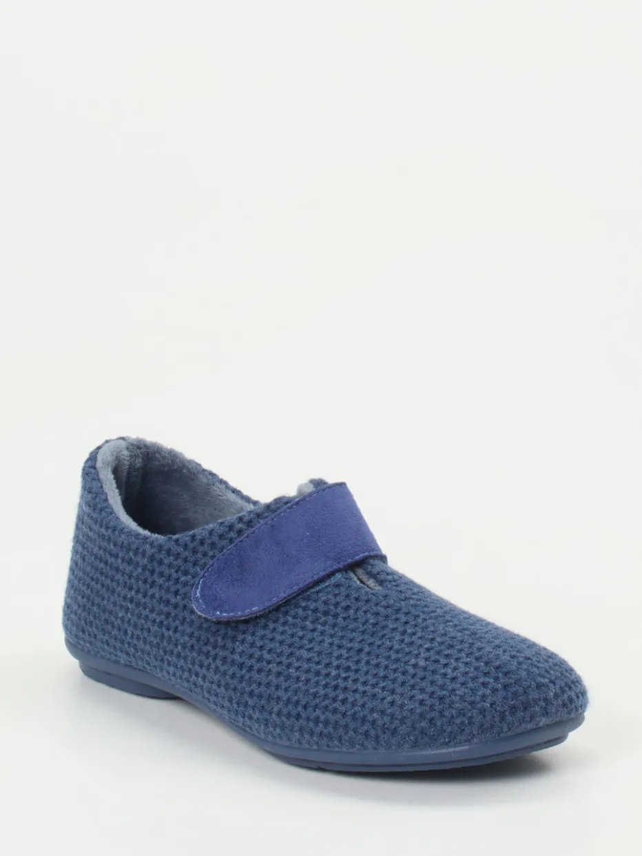 – Klett-Hausschuh aus strukturiertem Textil Dunkel*Varomed