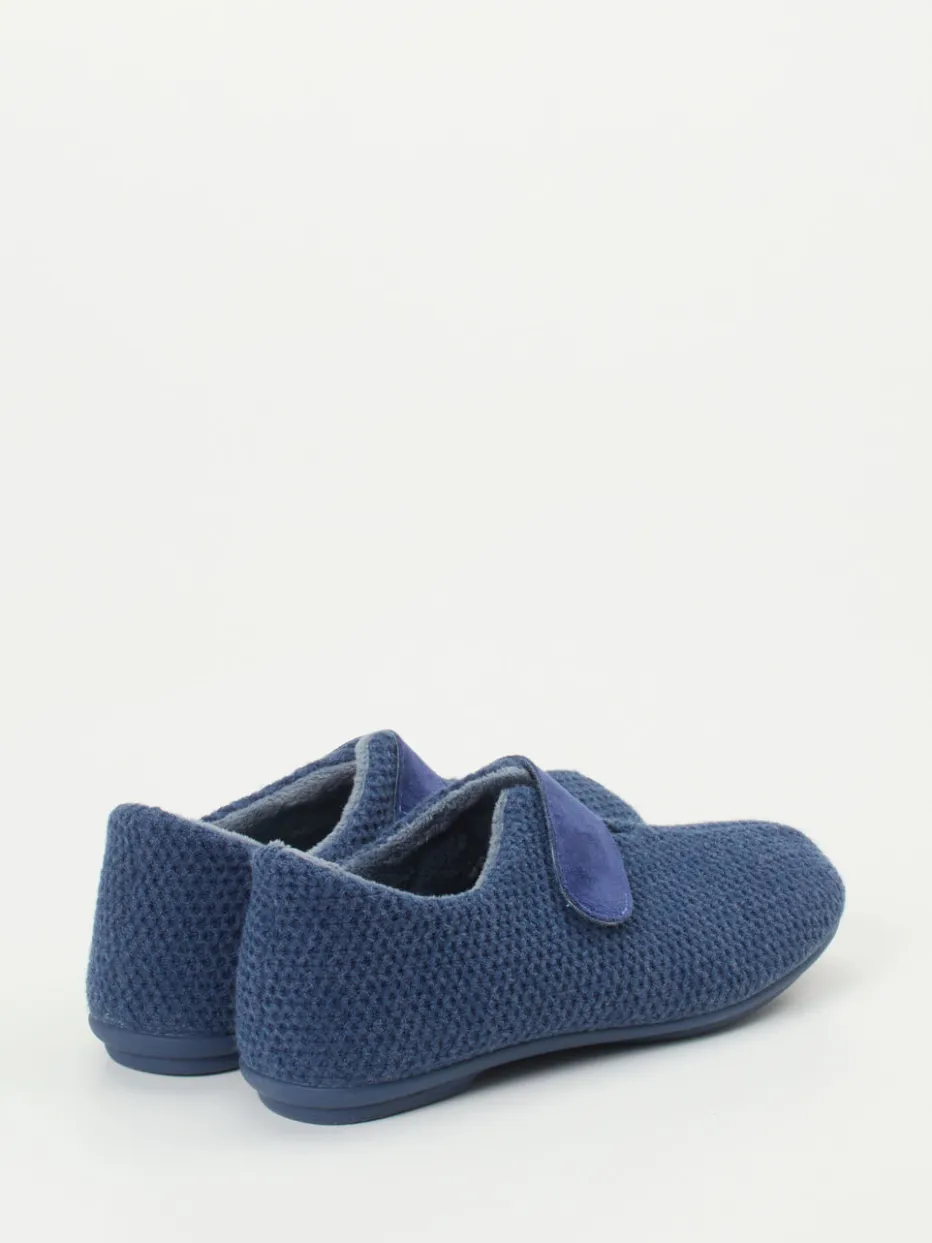 – Klett-Hausschuh aus strukturiertem Textil Dunkel*Varomed