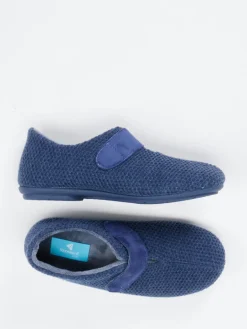 – Klett-Hausschuh aus strukturiertem Textil Dunkel*Varomed