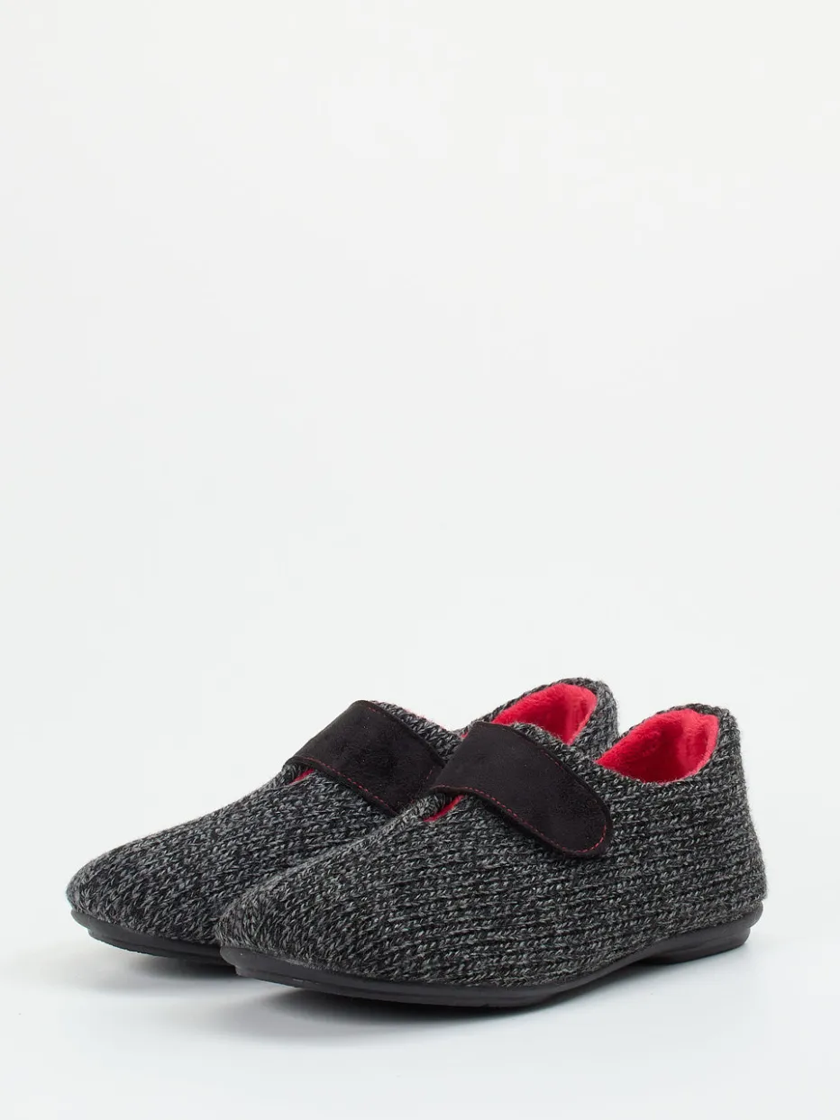 Damen Varomed – Klett-Hausschuhe aus Textil in Strickoptik