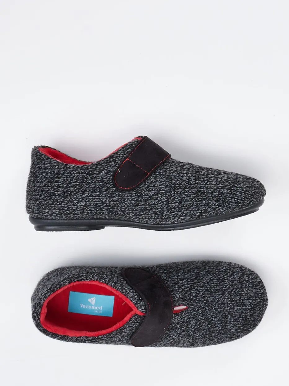 Damen Varomed – Klett-Hausschuhe aus Textil in Strickoptik