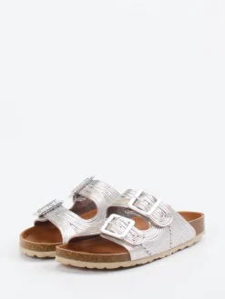 Damen Verbenas – Zwei-Riemen-Pantolette aus Metallicleder