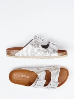 Damen Verbenas – Zwei-Riemen-Pantolette aus Metallicleder