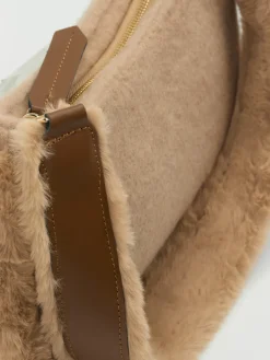 Damen Viamailbag – Baguette-Bag aus Textil und Kunstfell